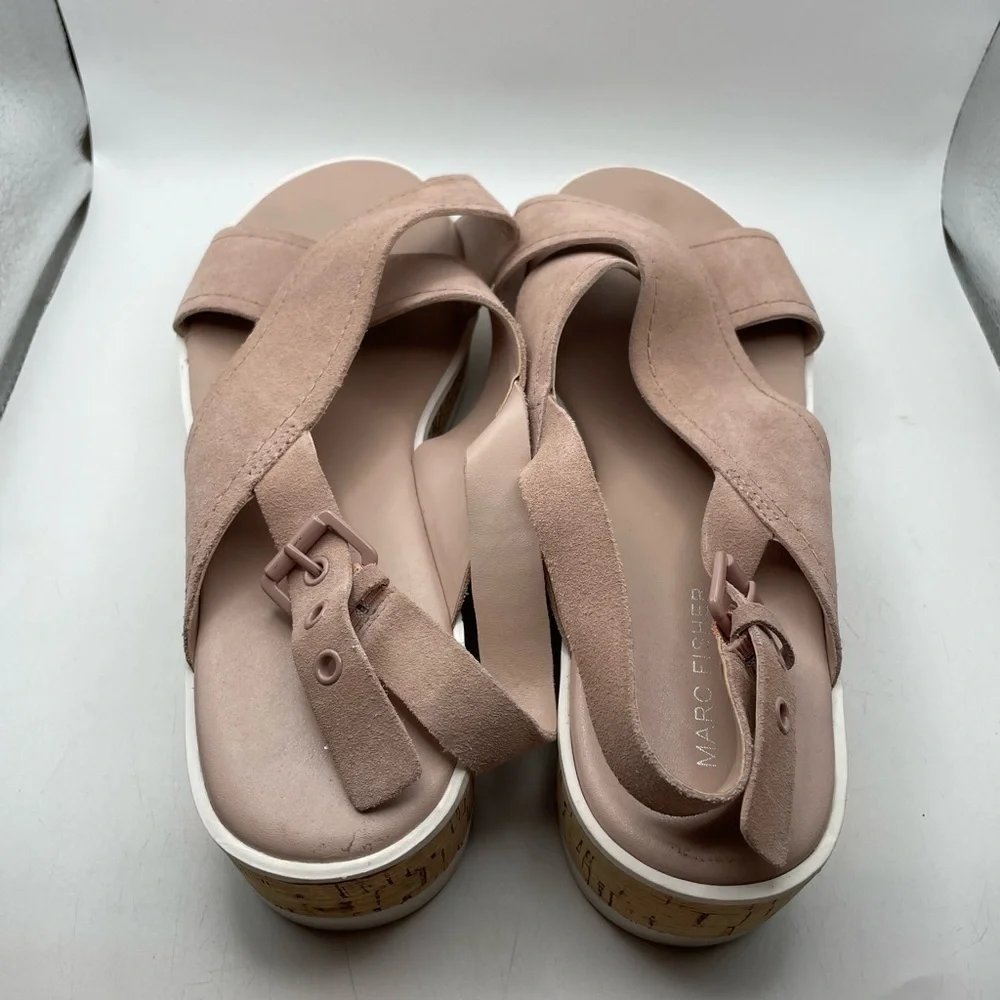 Marc Fisher MF Glitze womens pink suede slide platform sandals size 10